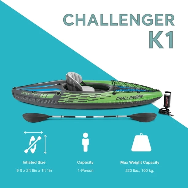 Intex Challenger K1 inflatable kayak set - excellent condition - photo 2
