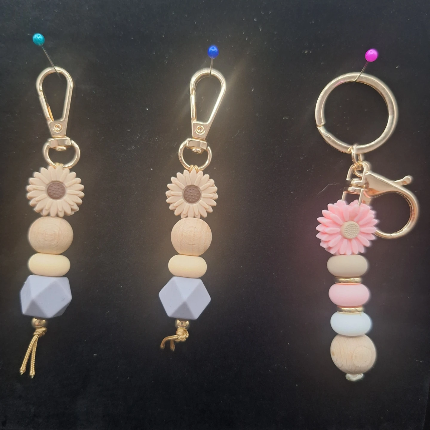 Beaded Keychains with Floral Charms