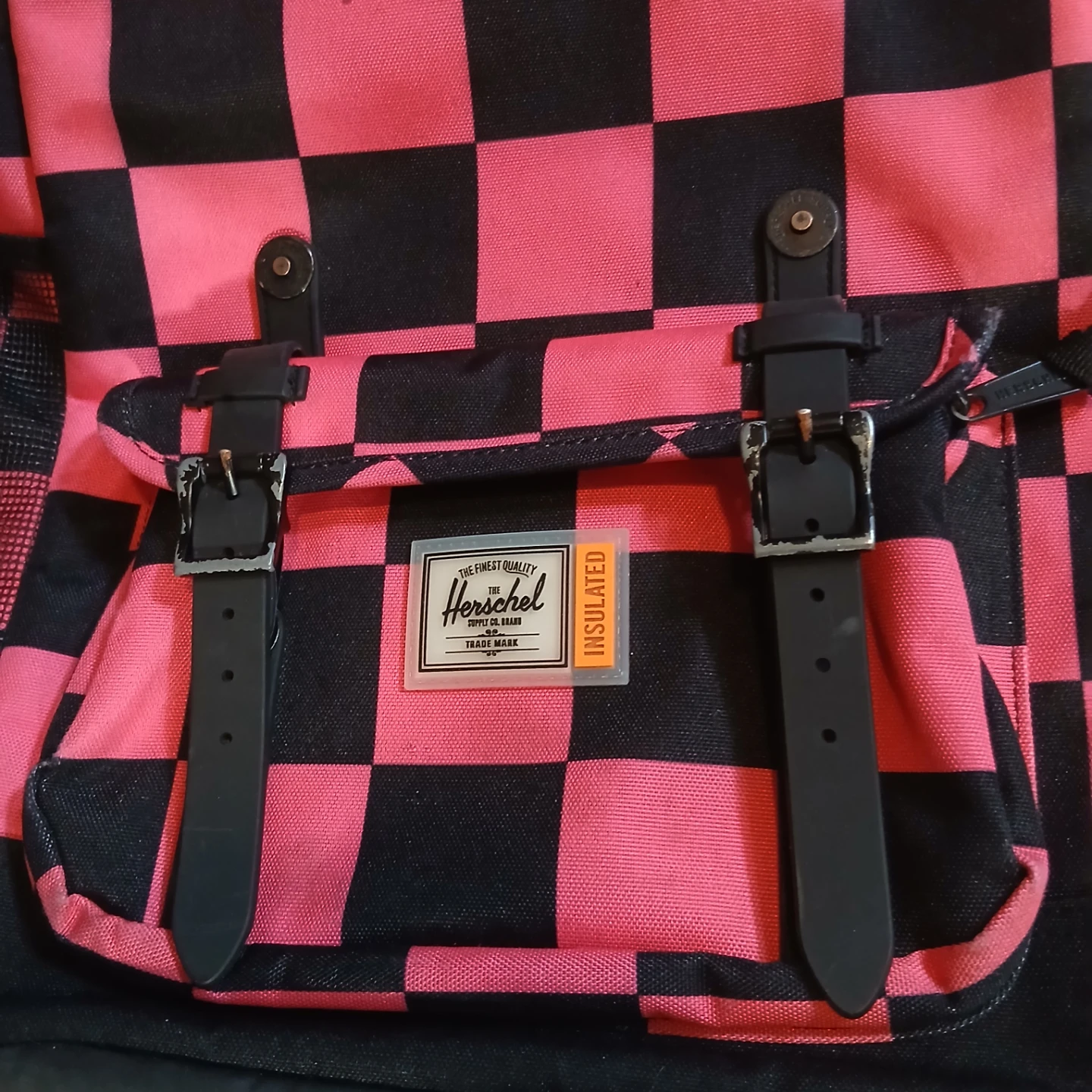 Herschel Backpack Pink and Black Checkered