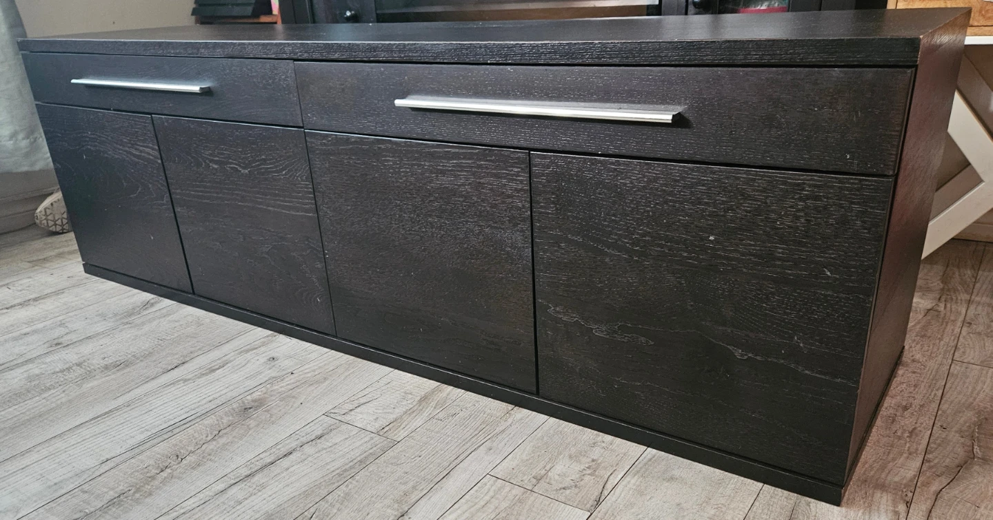 Dark Wood Sideboard with 4 Doors and 2 Drawers
