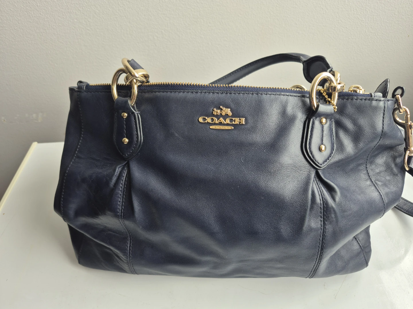Coach Navy Leather Satchel Handbag - photo 5