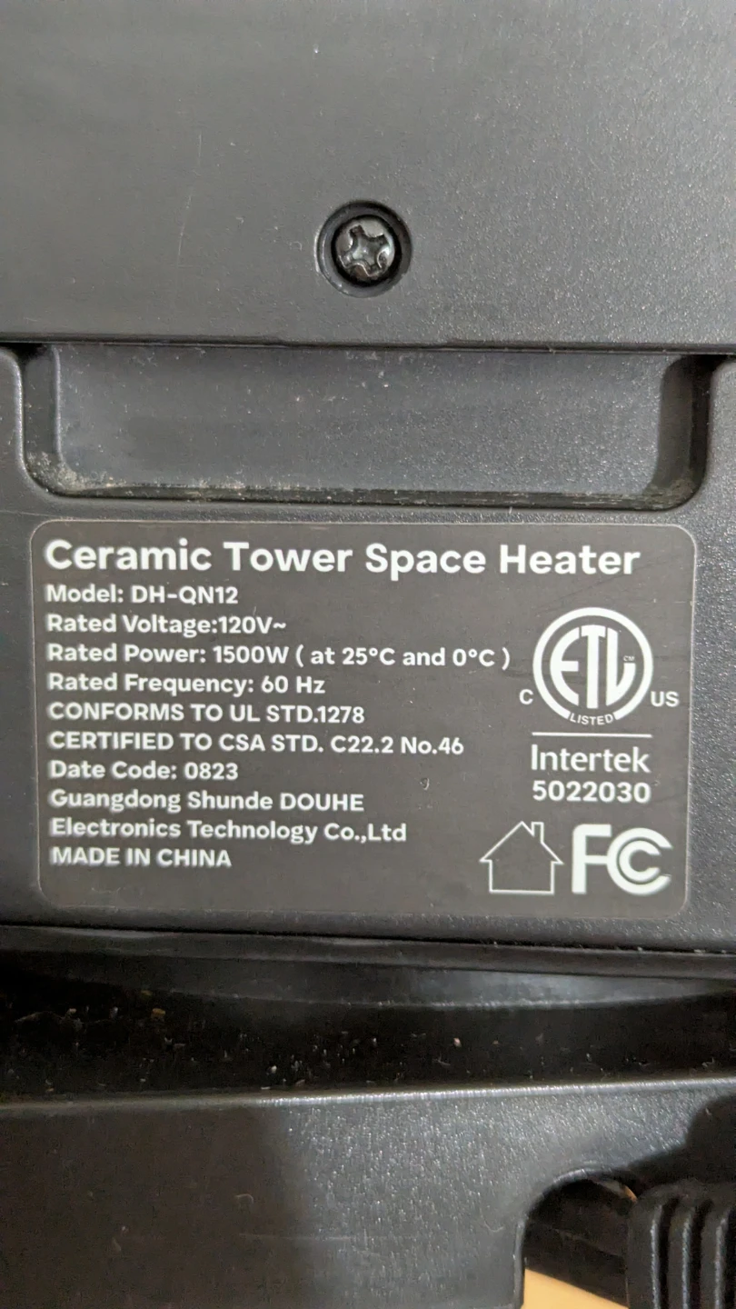 14" Oscillating Tower Ceramic Heater 1500W - photo 3