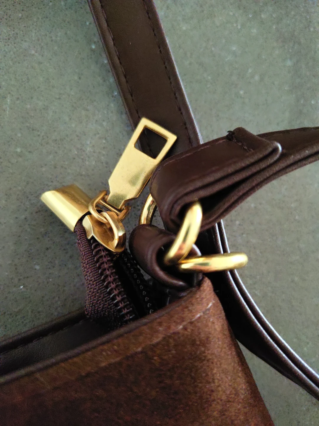 Brown Suede and Faux Leather Shoulder Bag - photo 3