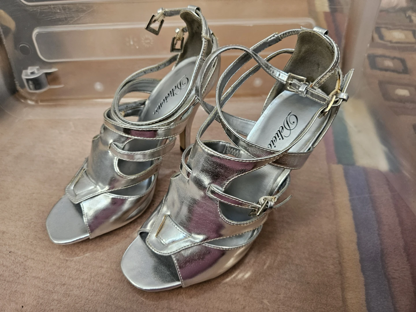 Silver Strappy High Heels size 7.5 - photo 2
