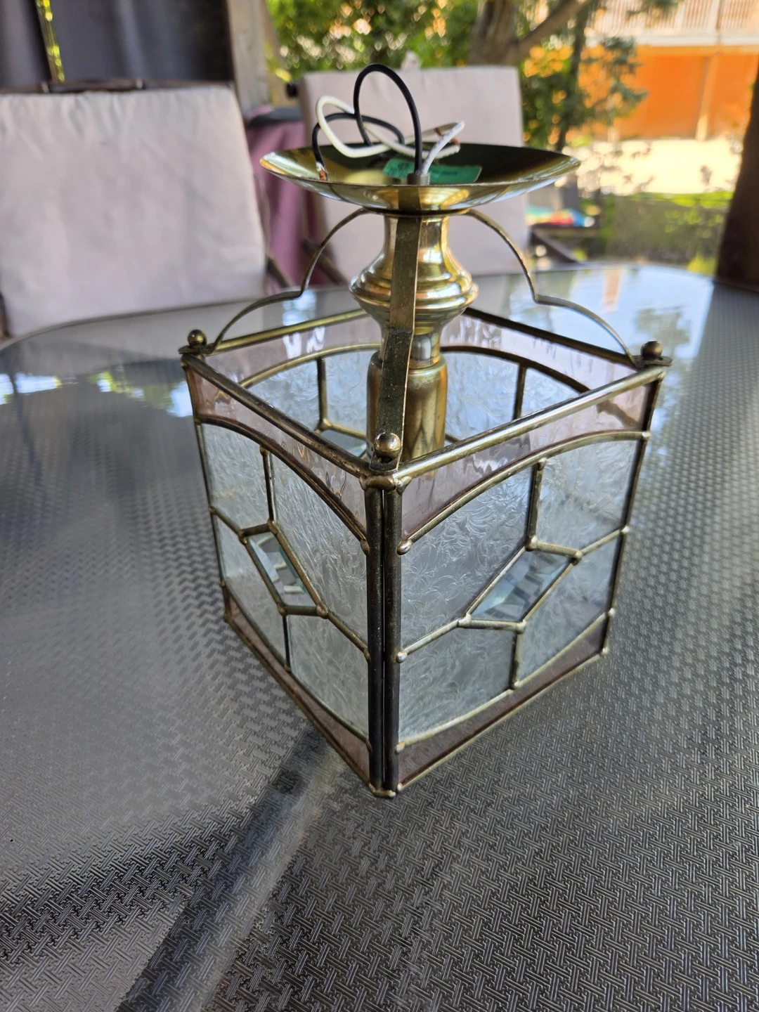 Stained Glass Lantern Style Ceiling Light Fixture - photo 2