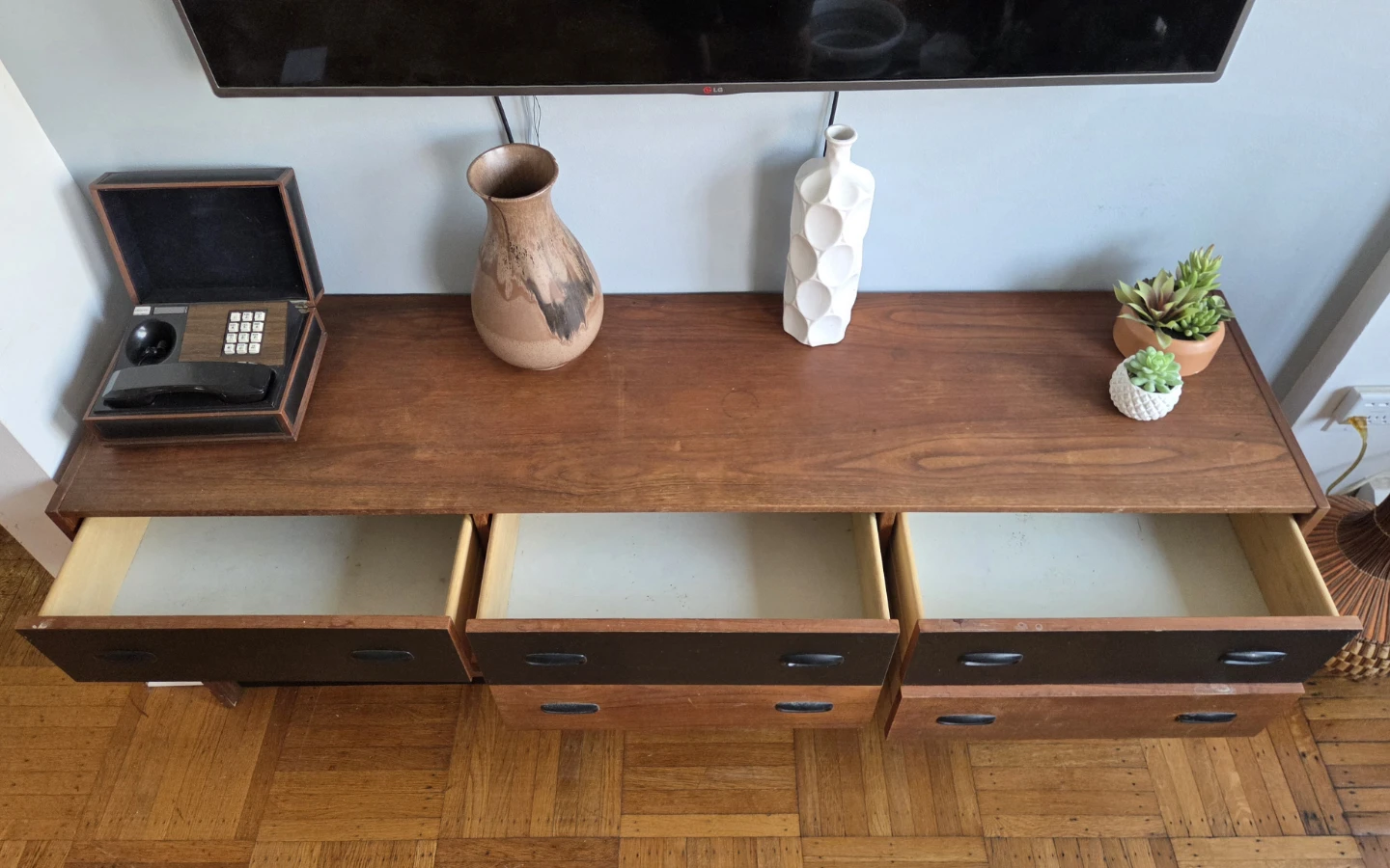 MCM Teak & Black Nine Drawer Lowboy Dresser - photo 4
