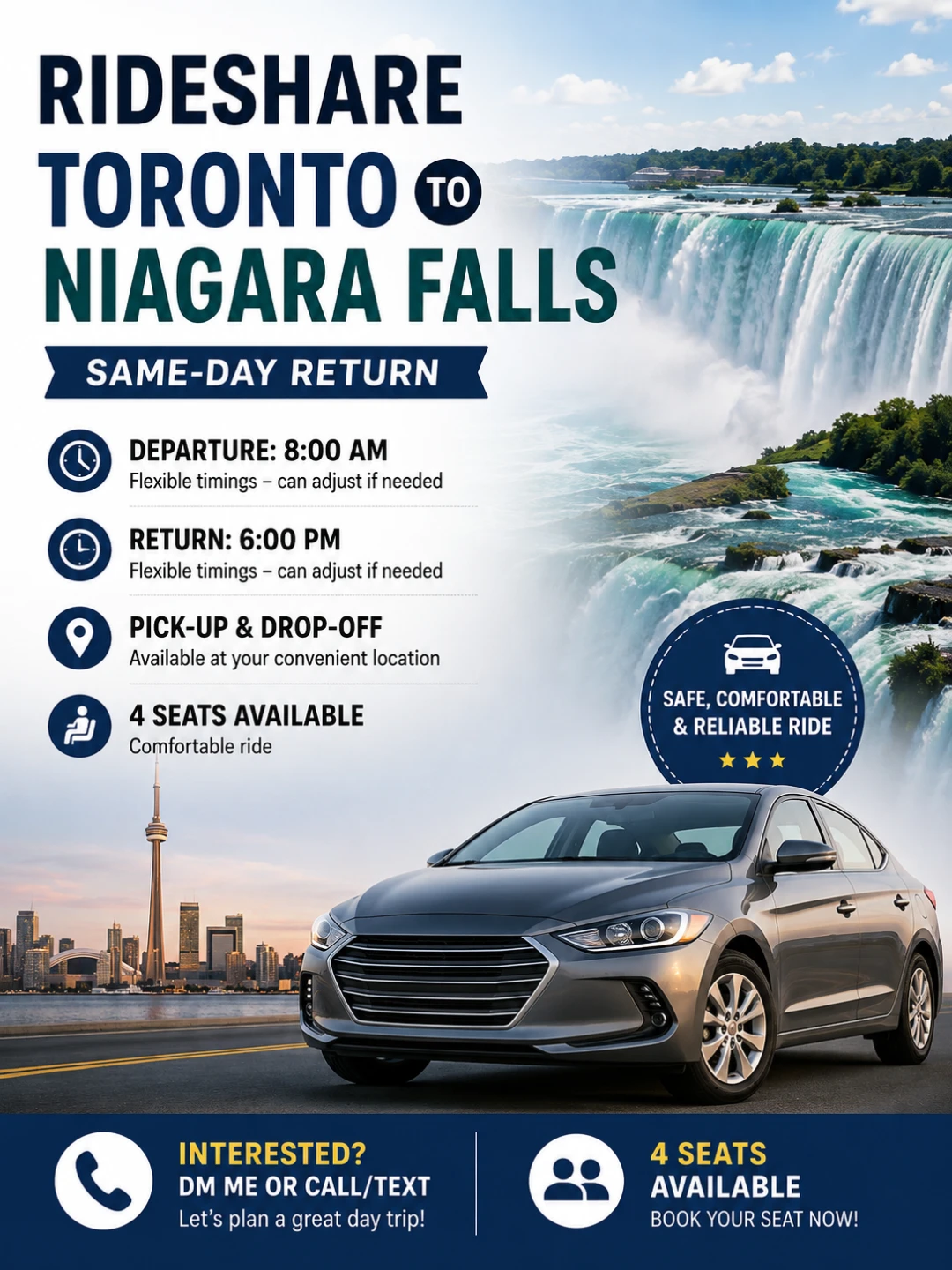 Weekend Rideshare Toronto to Niagara Falls Return Trip