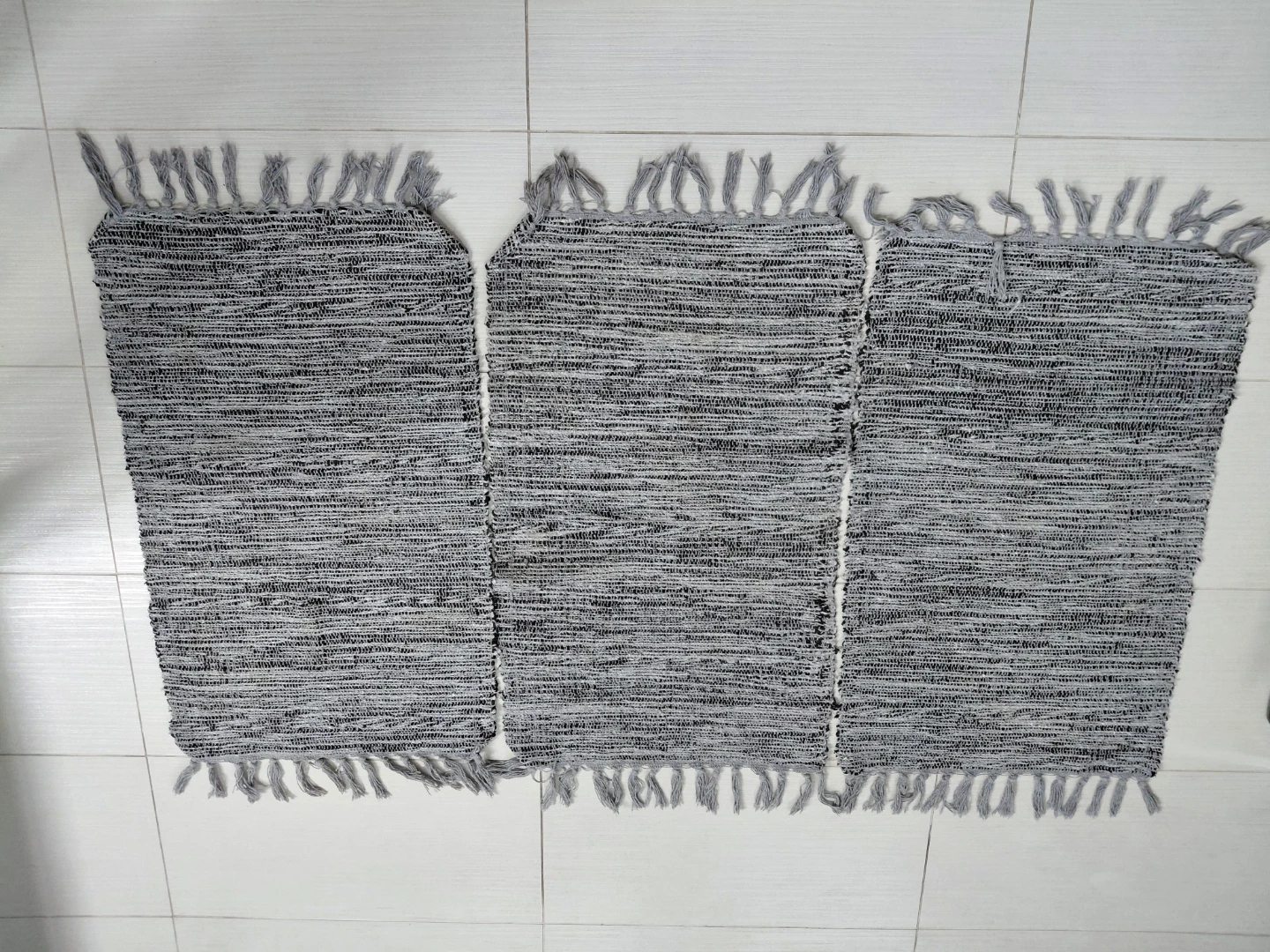 Grey Striped Rag Rug Set - photo 2