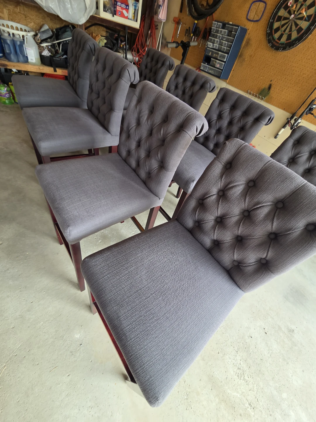Set of 8 Grey Tufted Bar Stools - photo 2