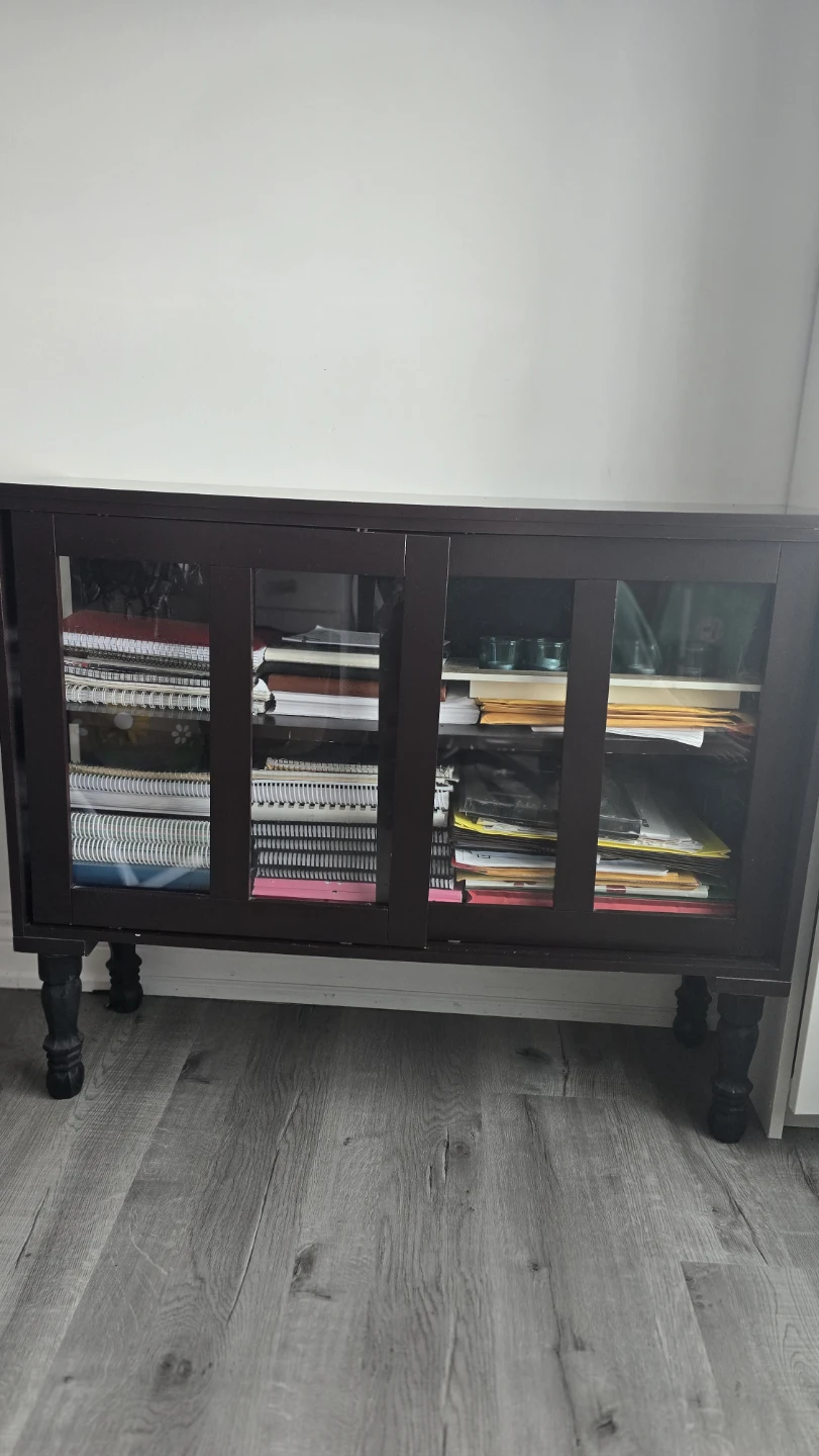 Dark Brown Cabinet with Sliding Glass Doors - photo 3