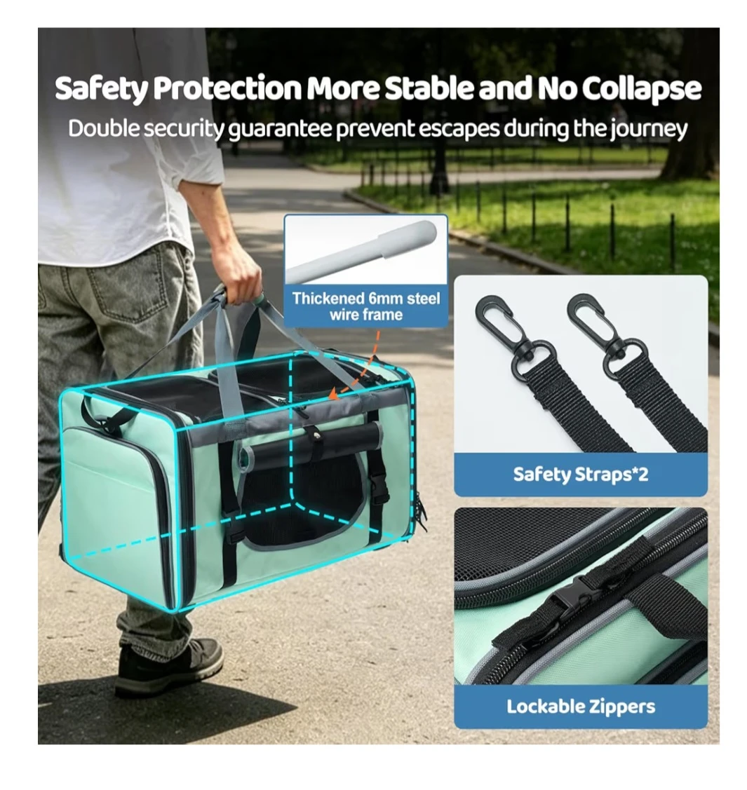 NEW Extra Large Expandable Cat Carrier for 2 Cats + Litter Box - photo 4