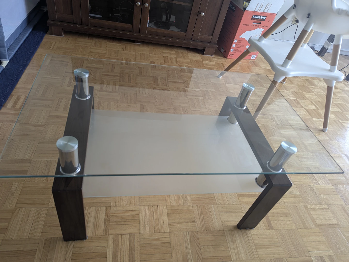 Glass and Wood Coffee Table