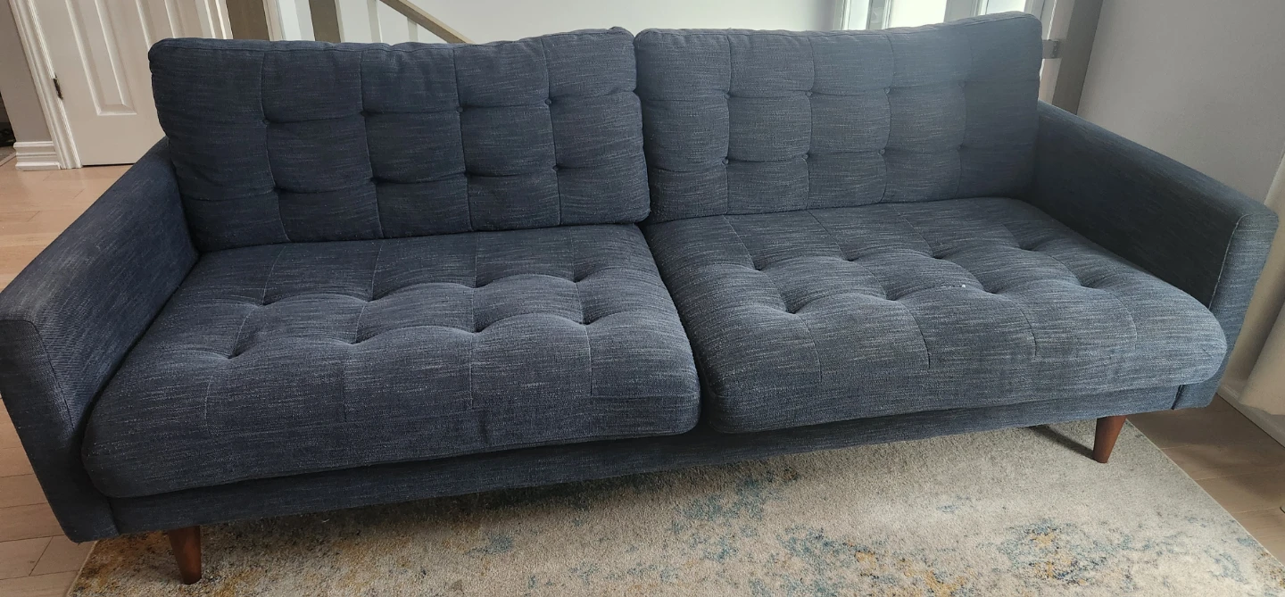 Blue Tufted Sofa & 8x10 Area Rug