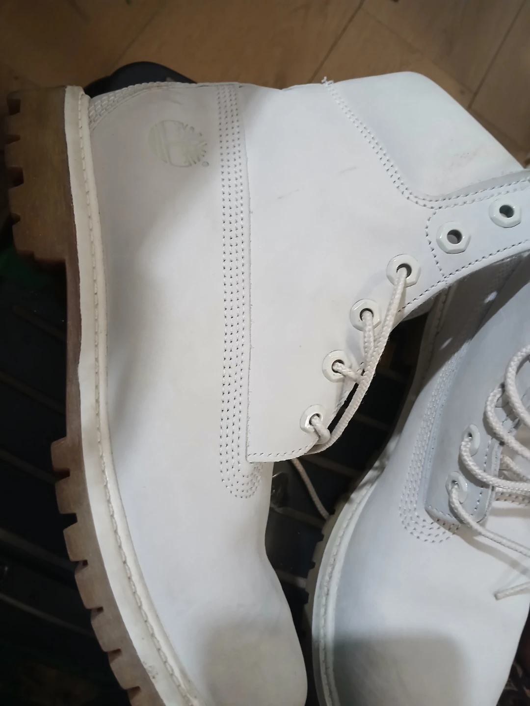 Timberland White Leather Boots Size 9 - photo 2