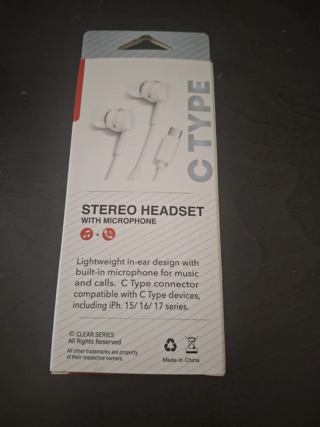 CLEAR Stereo Headset with Microphone - C Type - photo 3