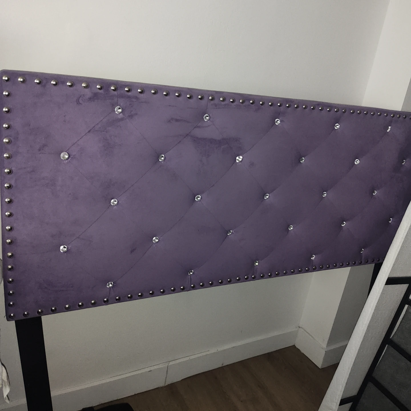 Black Tufted Headboard with Rhinestones