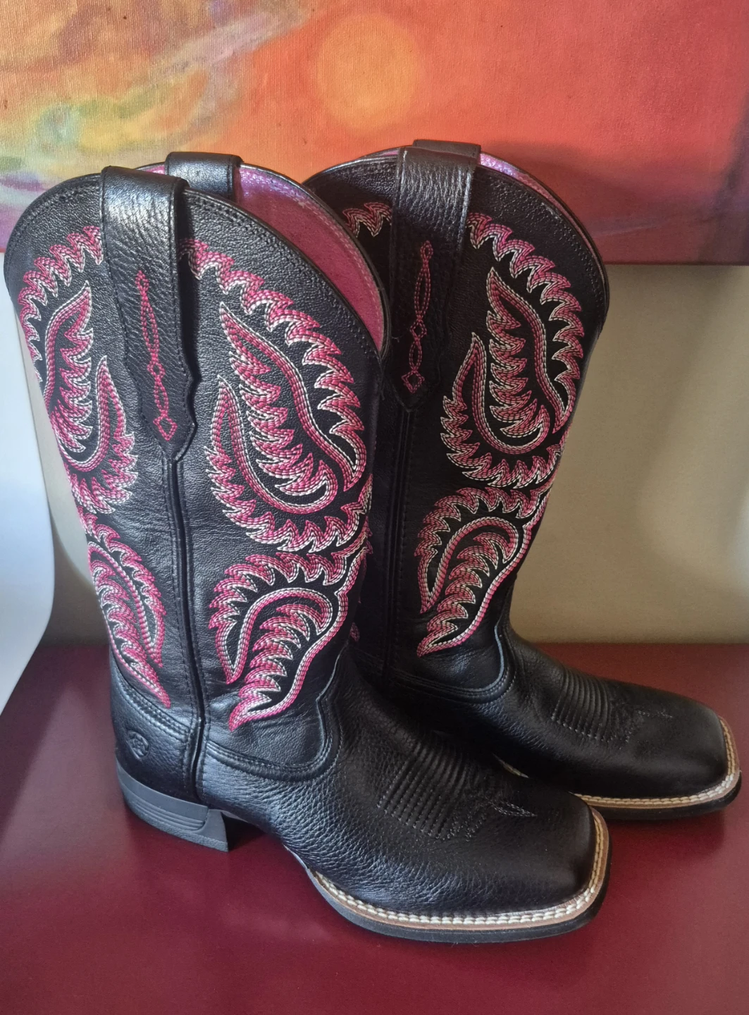 ARIAT  Black & Pink Cowboy Boots