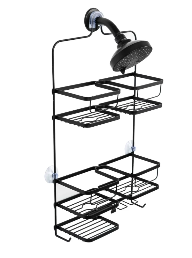 Black Metal 3-Tier Shower Caddy Storage Rack - photo 3