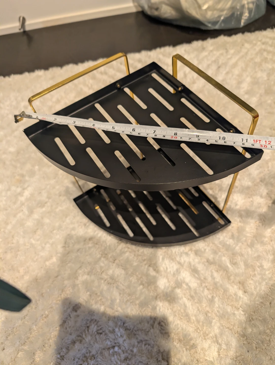 2-Tier Black and gold Corner Shelf
