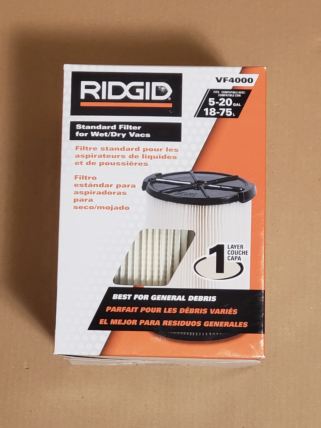 RIDGID VF4000 Standard Filter for Wet/Dry Vacs