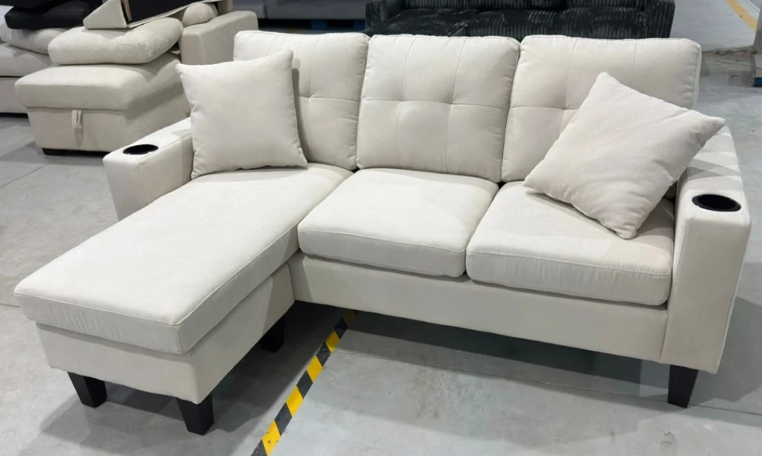 Cream Sectional Sofa with Chaise
