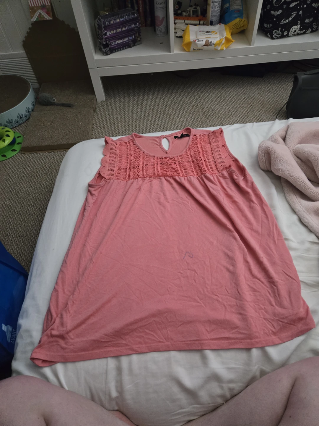 Lily Morgan Pink Lace Trim Tank Top