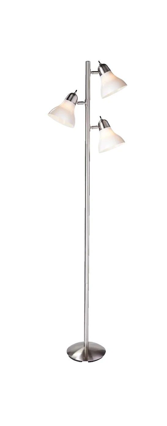 Canvas Brushed Nickel Floor Lamp White Plastic Shades - photo 2