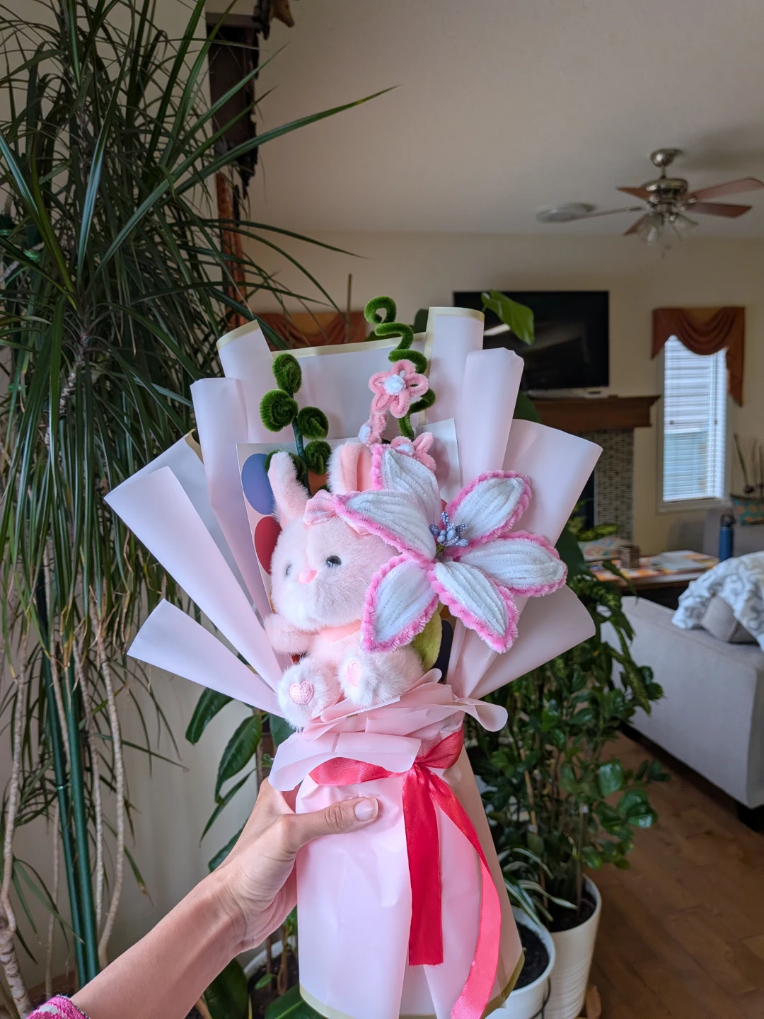 Nush customized Handmade Pink Plush Bunny Bouquet - photo 2