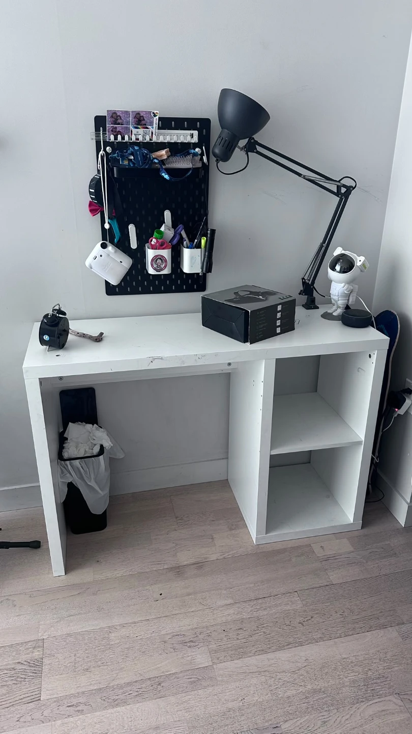 Desk with side shelving