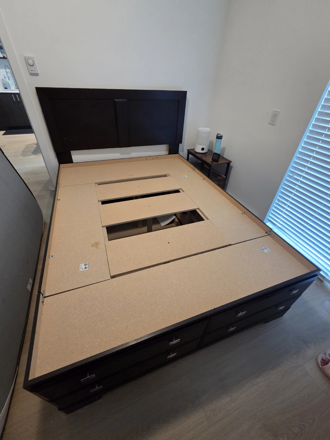 Dark Brown Queen Bed Frame with Drawers - photo 3
