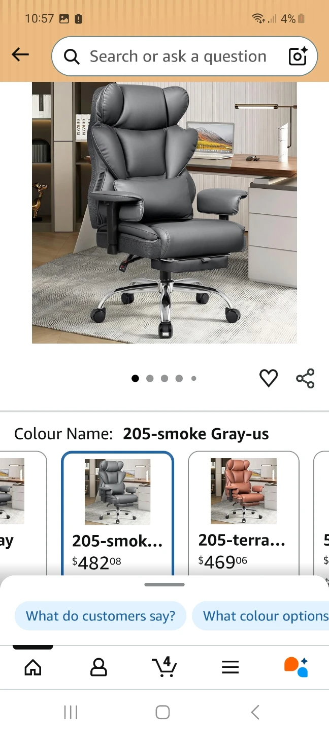 Grey Ergonomic Office Chair with Footrest