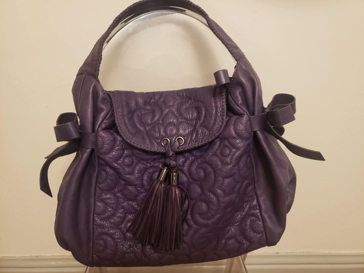 Vintage Lockheart dark purple leather purse