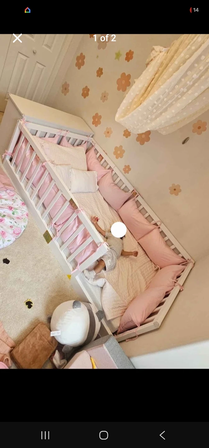 Montessori twin floor bed  with brand new mattress - photo 2