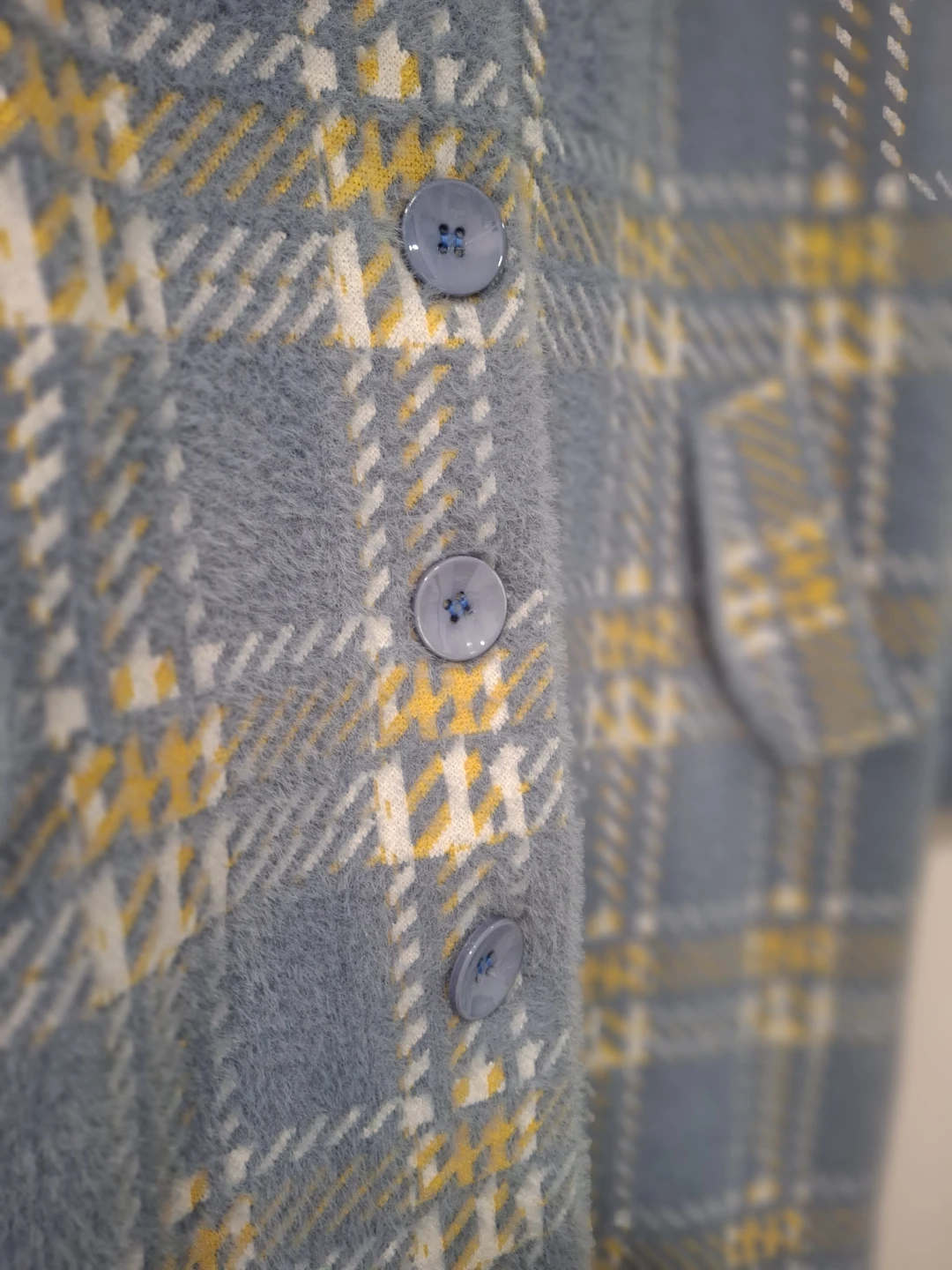 Blue Plaid Fuzzy Cardigan Jacket - photo 4