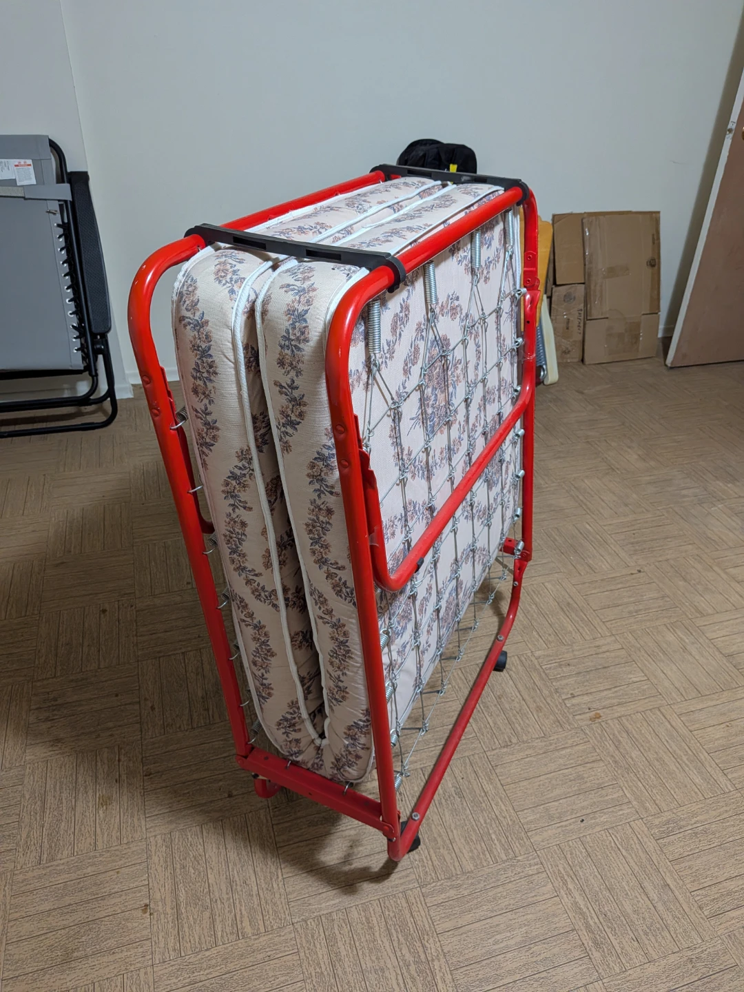 Folding Cot with Floral Mattress