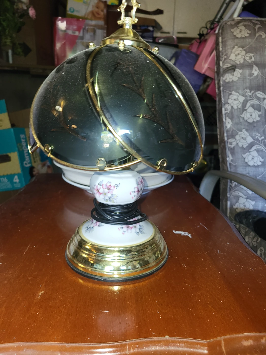 Vintage Table Lamp with Floral Design
