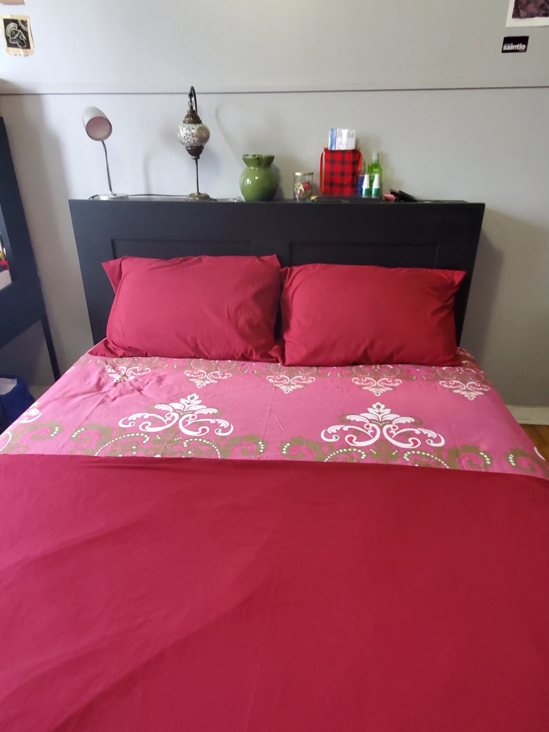 Black Wooden Brimnes Ikea Bed Frame with Headboard Storage