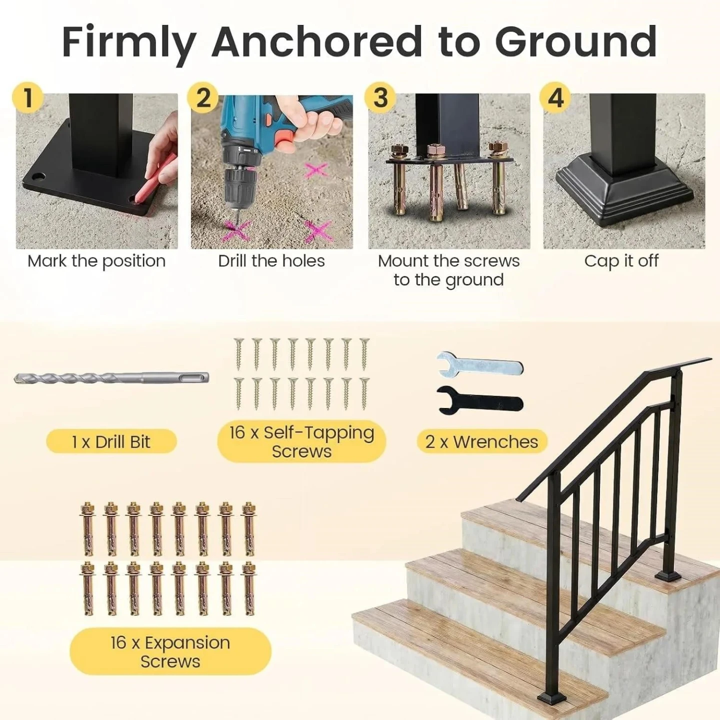 Black Stair Handrail 40cm Height - photo 3