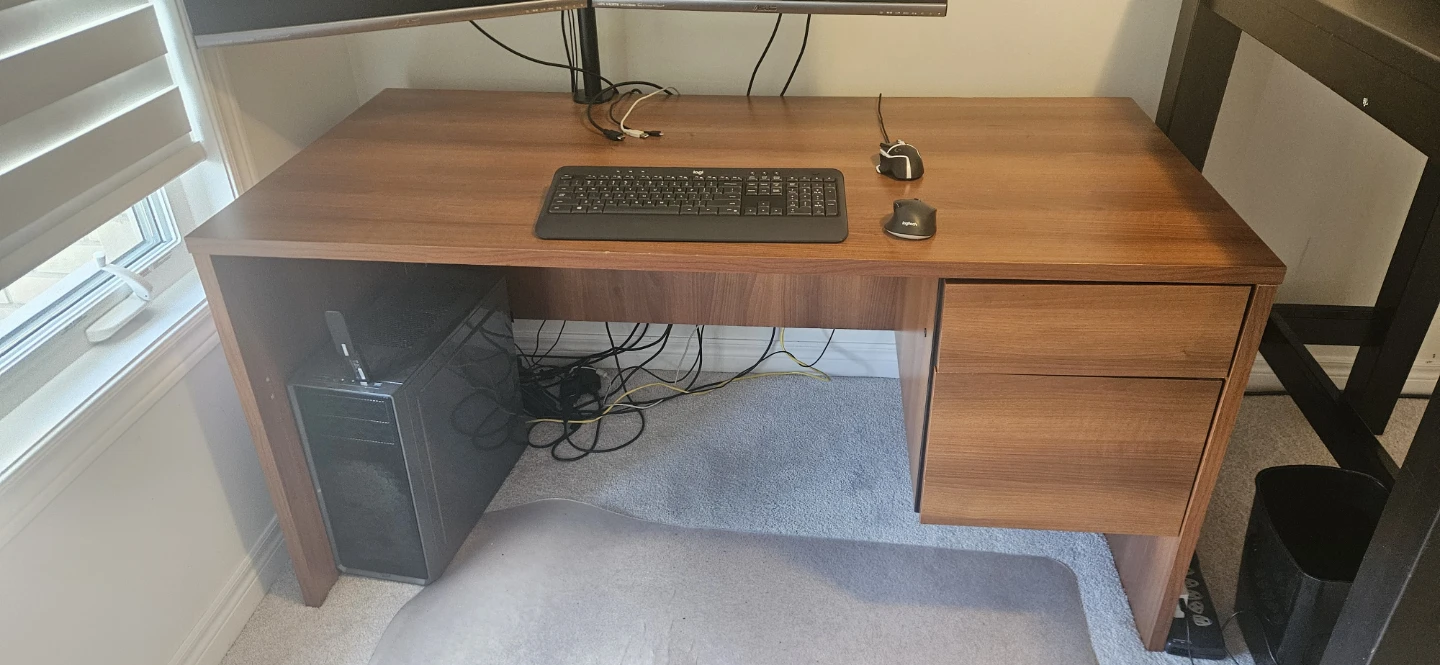 Brown Wooden Desk with Drawers