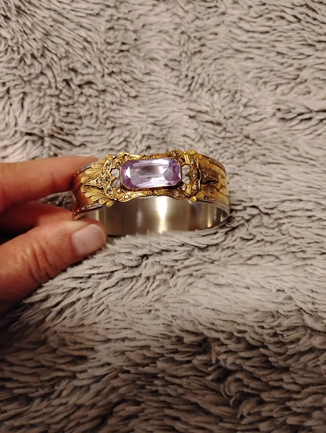 Antique Art Deco JJ White Alexandrite Gold Fill Bracelet