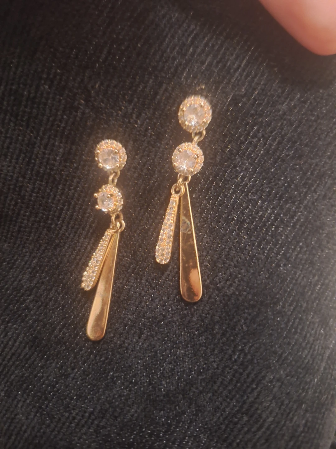 Gold-tone Drop Earrings with Rhinestones