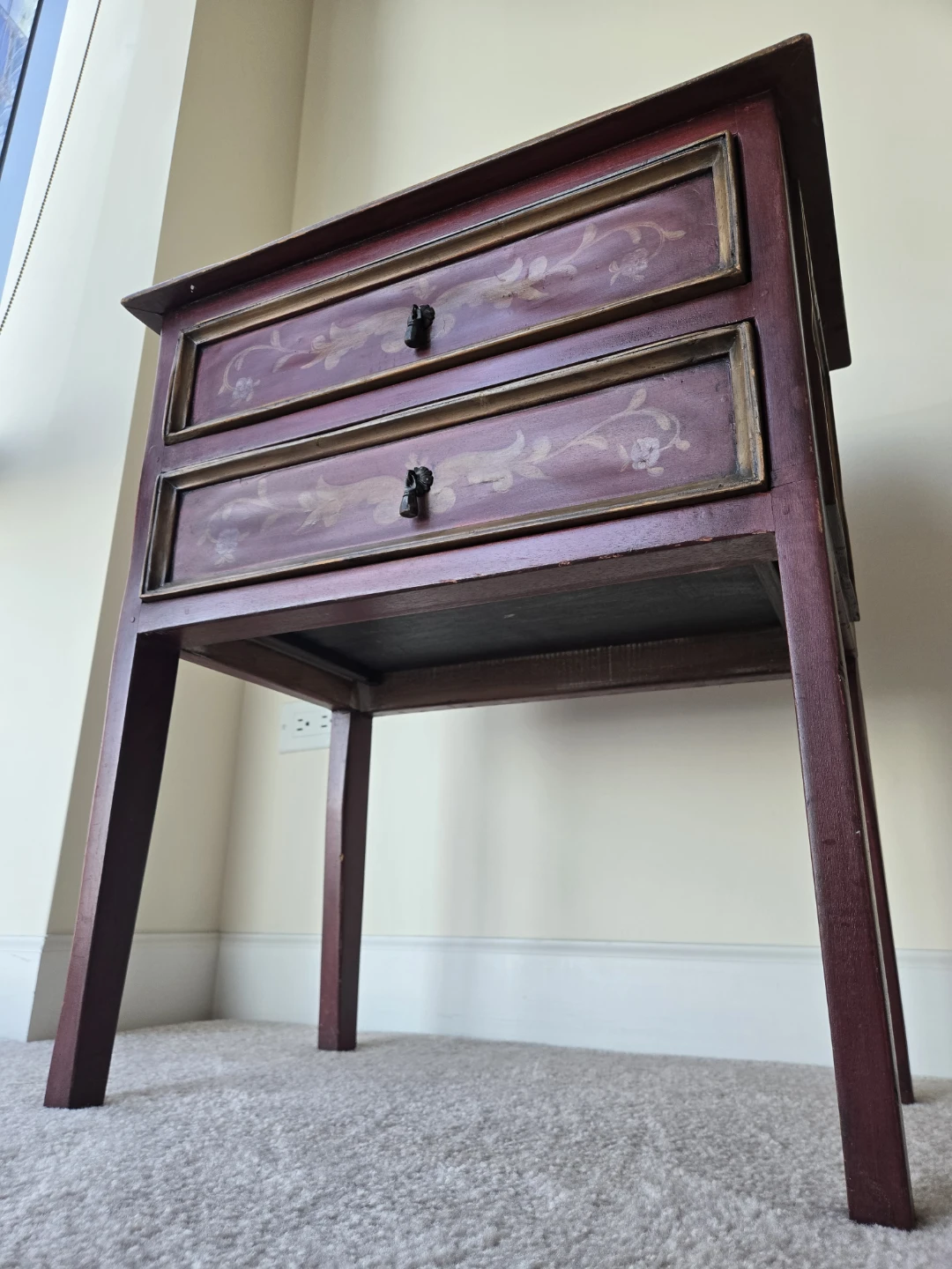 Red Accent Table with Floral Design - photo 5