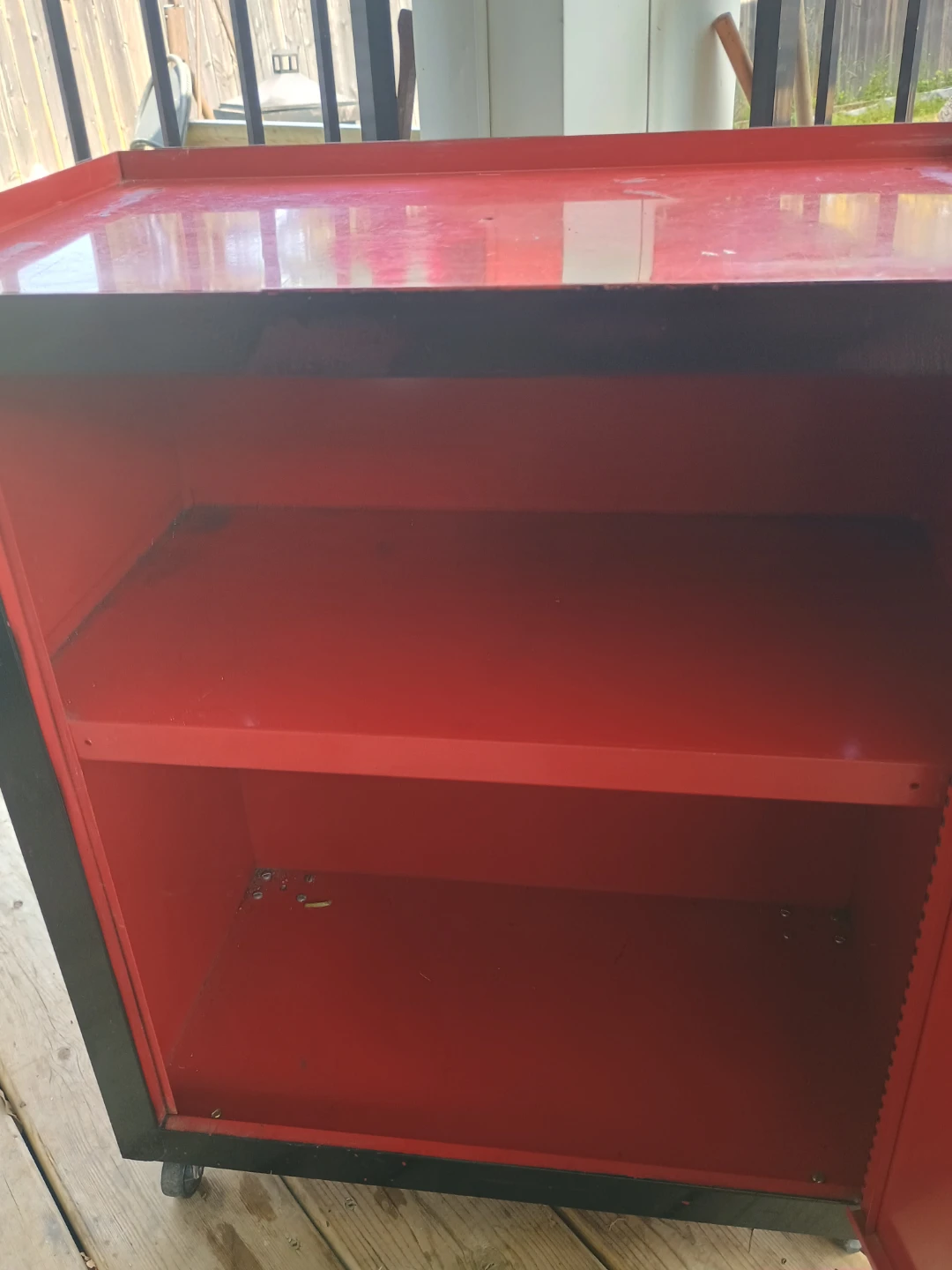 Red and Black Rolling tin Storage Cabinet - photo 4