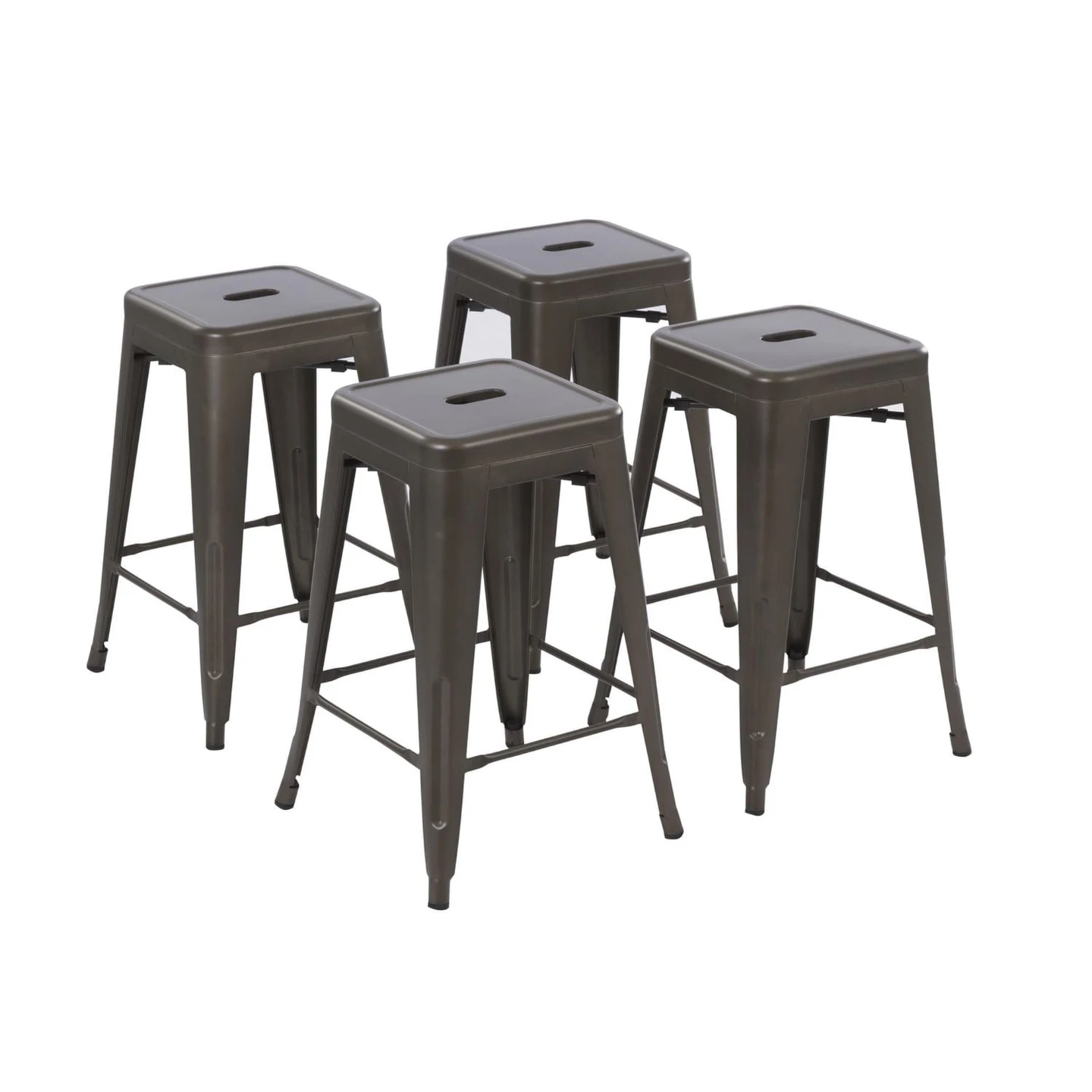 24" Metal Bar Stools - Gunmetal (4x Brand New)