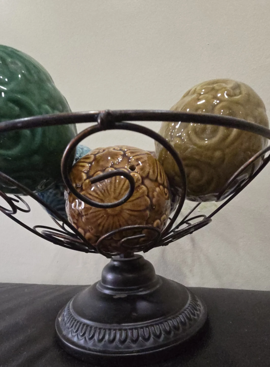 Ceramic Decorative Orbs in Metal Stand