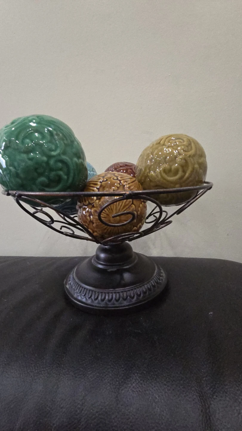 Ceramic Decorative Orbs in Metal Stand - photo 2