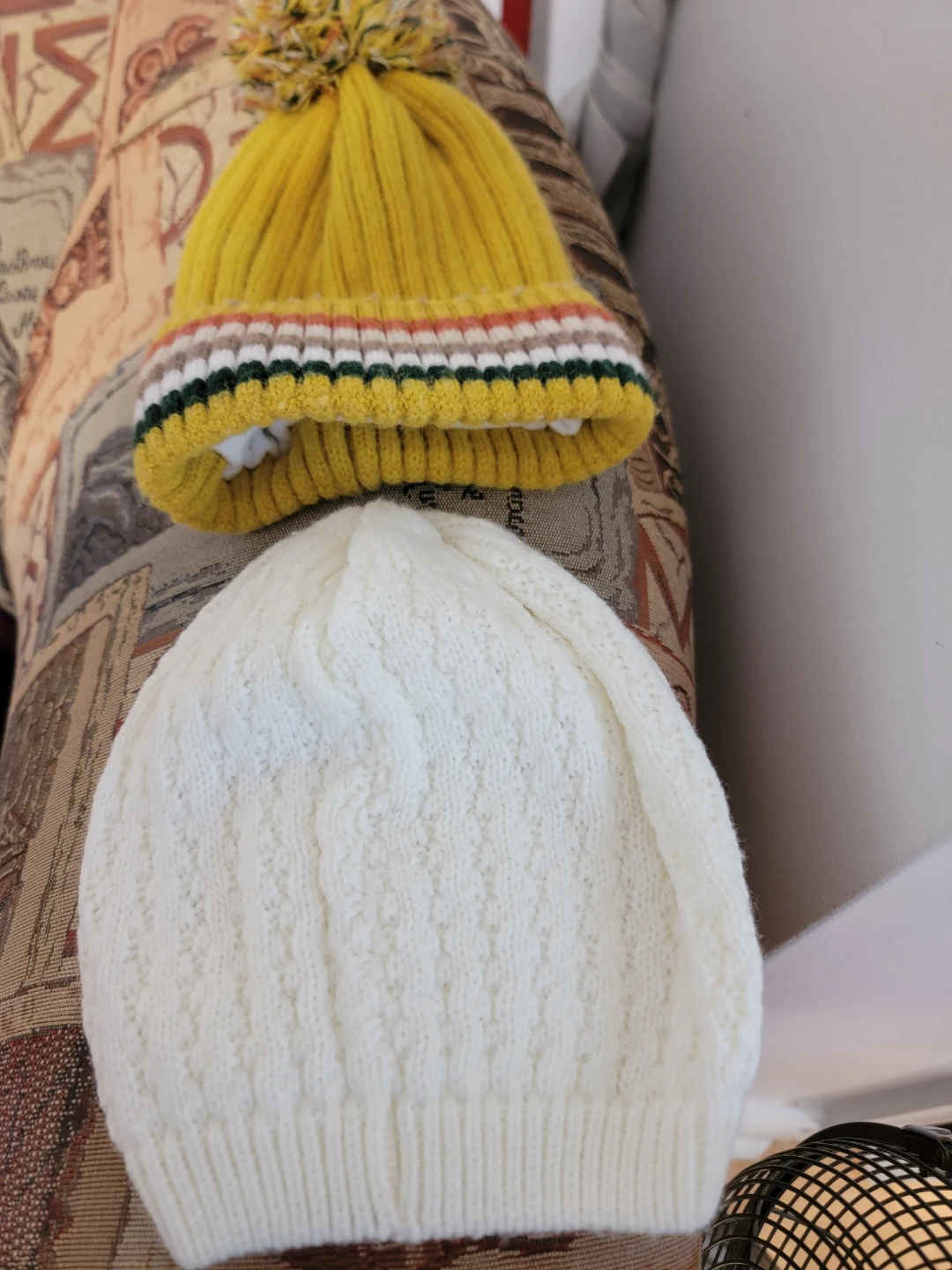 Two knitted winter hats
