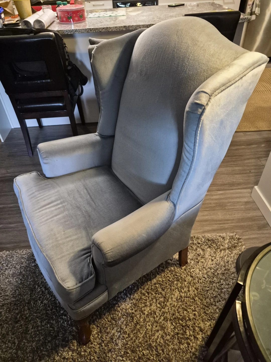 Light Blue Wingback Armchair - photo 2
