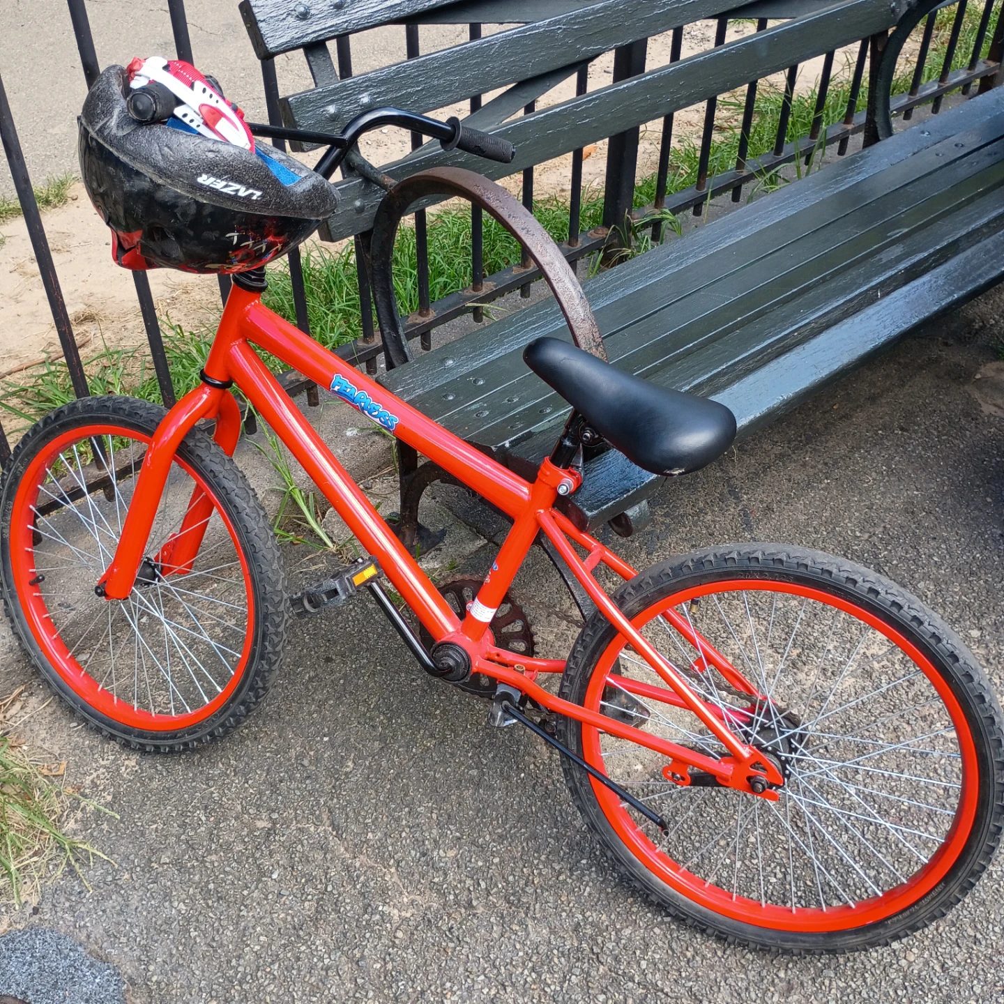 Kid Red Mongoose BMX Bike With Helmet