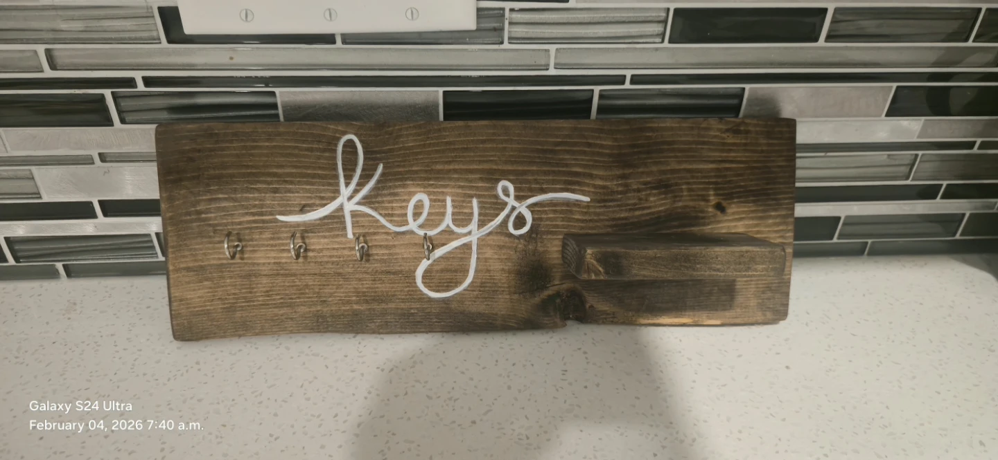 Wooden Key Holder with Shelf - photo 2
